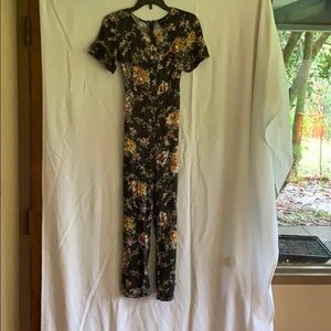 Youth Medium Dark Gray Floral Print Jumper